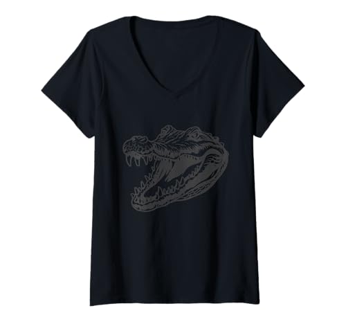 Damen Coole Krokodil- und Alligator-Vibes – Schnitttier T-Shirt mit V-Ausschnitt Damen Coole Krokodil- und Alligator-Vibes – Schnitttier T-Shirt mit V-Ausschnitt von Crocodile & Alligator