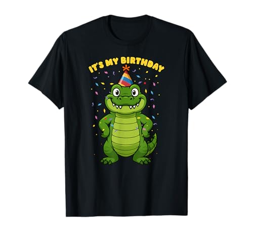 Crocodile It's My Birthday Partyhut Tierliebhaber Geburtstag Jungen T-Shirt von CrocodileAxis1