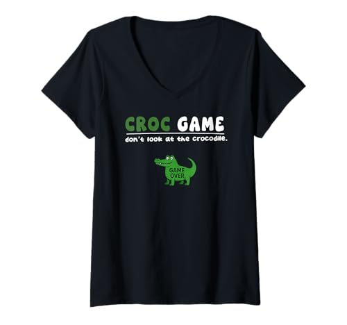 Damen Lustiges Krokodil-Spiel Don't Look Boys Girls Kids Game Over T-Shirt mit V-Ausschnitt von CrocodileAxis1