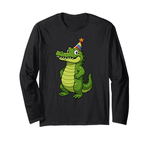 Krokodil Geburtstag Tierliebhaber Party Hut Geburtstag Jungen Mädchen Langarmshirt von CrocodileAxis1