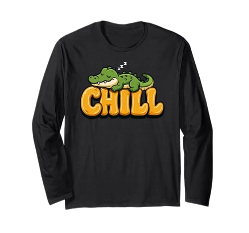 Lustiges Krokodil Chill Lazy Tierliebhaber Jungen Mädchen Kinder Langarmshirt von CrocodileAxis1