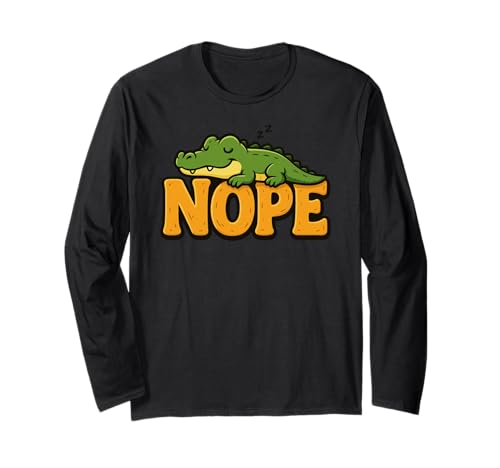Lustiges Krokodil Nope Lazy Animal Lover Jungen Mädchen Kinder Langarmshirt von CrocodileAxis1
