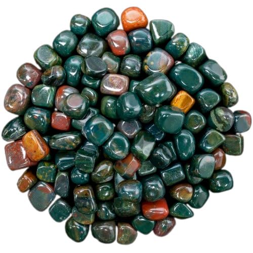 Crocon 1 LB Bloodstone Trommelsteine und e Natur-Set in großen Mengen für Reiki-Heile polierte Trommelsteine Chakra-Ausgleich HeimdekorationBlutstein Geburtstag für Frauen Größe: 20–25 mm von Crocon