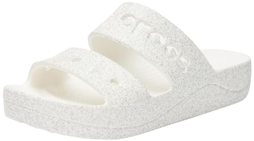 Crocs Baya Damen Plateau Glitzer Sandale, Weiß, 40 EU, weiß, 39/40 EU von Crocs