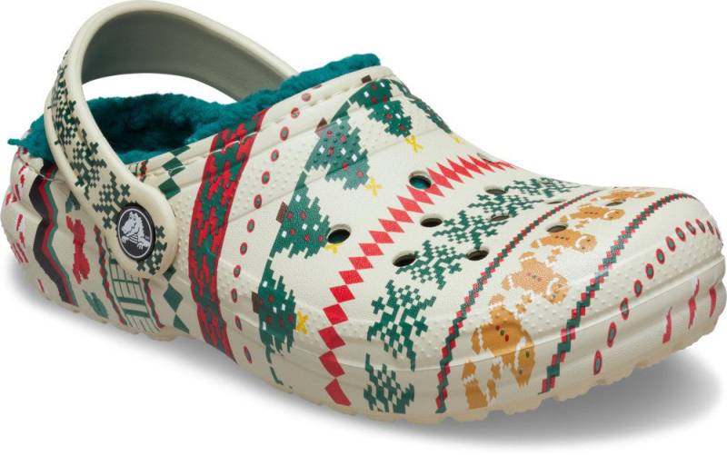 Crocs Classic Lined Isle Clog T Clog Weihnachtsschuh, Hausschuh mit buntem Festive Print von Crocs