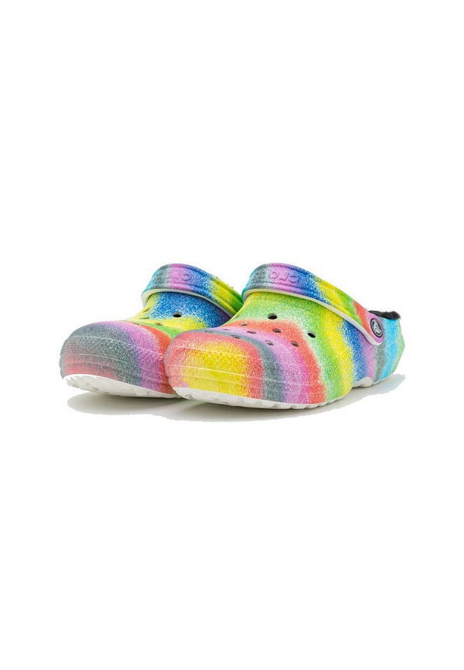 Crocs Classic Lined Spray Dye Clog (mit innenfutter) weiss/bunt Sandale Badeschuh von Crocs