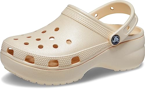Crocs Women's Classic Platform Glitter Clog, Vanille, 39-40 EU von Crocs
