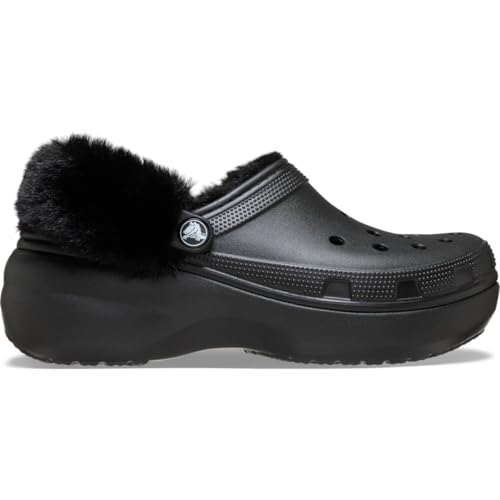 Crocs Classic Platform Fuzz Lined Clog 34-35 EU Black von Crocs