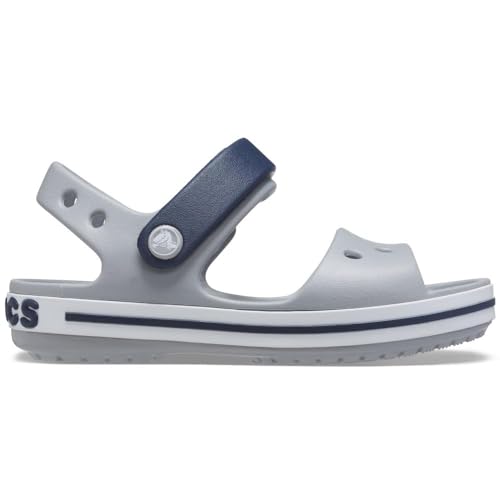 Crocs Crocband Sandalen – Unisex Kindersandalen – Leicht und mit sicherer Passform – Hellgrau/Navy – Größe 33-34 von Crocs