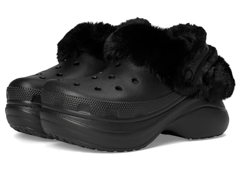 Crocs Damen Bae Gefütterte Clogs Fuzzy Plateau Hausschuhe, Schwarz, 38-39 EU von Crocs