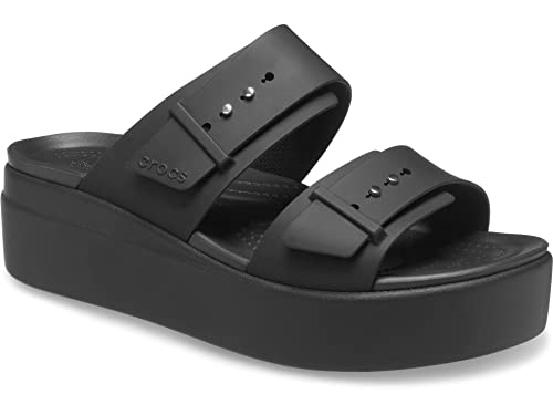 Crocs Damen Brooklyn Buckle Low Wedge W Sandalen, Schwarz, 33/34 EU, Noir, 33/34 EU von Crocs