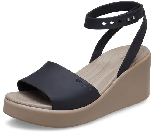 Crocs Damen Brooklyn Ankle Strap Wedge Sandale, Black Mushroom, 38 EU von Crocs