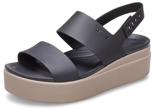 Crocs womens Brooklyn Low Wedge Wedge Sandal, Black/Mushroom, 37/38 EU von Crocs