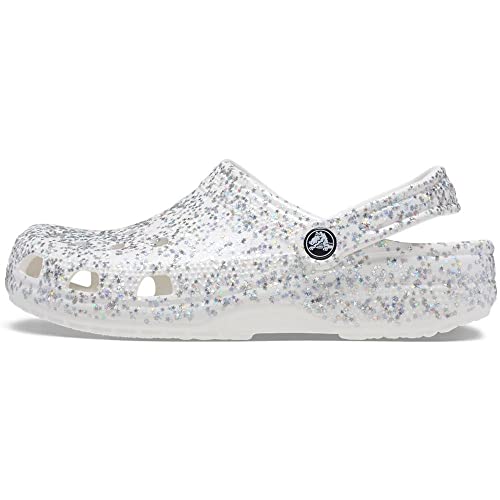 Crocs Damen Classic Sparkly Clog | Metallic und Glitzer Schuhe, Weiß/Silber Glitzer, 36/37 EU von Crocs