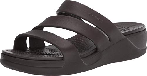 Crocs Damen Schuhe Monterey Strappy Wedge 206304 Espresso 43-44 von Crocs