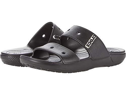 Crocs Classic Sandale – Unisex Sandalen für Erwachsene mit zwei Riemen – Slip-On-Sliders – Schwarz – Größe 46-47 von Crocs