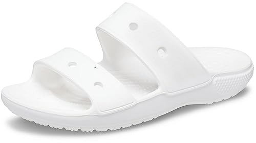 Crocs Classic Sandale – Unisex Sandalen für Erwachsene mit zwei Riemen – Slip-On-Sliders – Weiß – Größe 48-49 von Crocs