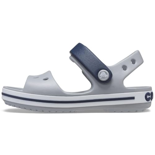 Crocs Crocband Sandalen – Unisex Kindersandalen – Leicht und mit sicherer Passform – Hellgrau/Navy – Größe 22-23 von Crocs