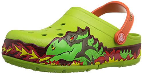 Crocs Lights Fire Dragon K, Unisex-Kinder Clogs, Grün (Volt Green 395), 22/23 EU von Crocs