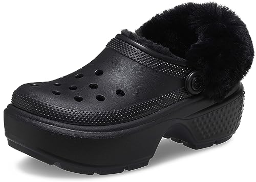 Crocs Unisex Stomp Lined Clogs, Fuzzy Slippers, Platform Shoes Holzschuh, Schwarz, 38 EU von Crocs