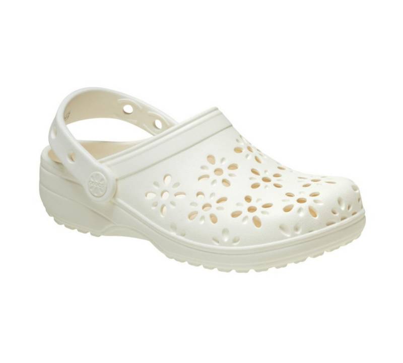 Crocs Sandale Classic Floral Cut Out Clog weiss Damen Badeschuh von Crocs