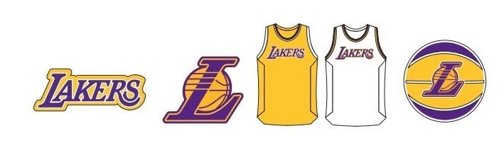 Crocs Schuhanstecker Jibbitz™ NBA Los Angeles Lakers (Set, 5-tlg., Kein Spielzeug. Nicht für Kinder unter 3 Jahren geeignet), zum Anstecken von Crocs