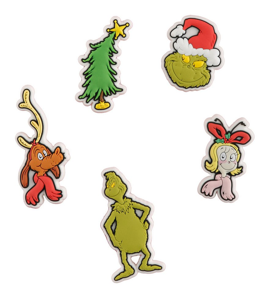 Crocs Schuhanstecker Jibbitz™ The Grinch (Set, 5-tlg., Kein Spielzeug. Nicht für Kinder unter 3 Jahren geeignet), Anstecker mit Grinch Motiven von Crocs
