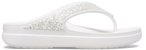 Crocs Sloane Flip-Flops mit Keilabsatz, Sandalen für Damen, weiß / glitzer, 42-43 EU von Crocs