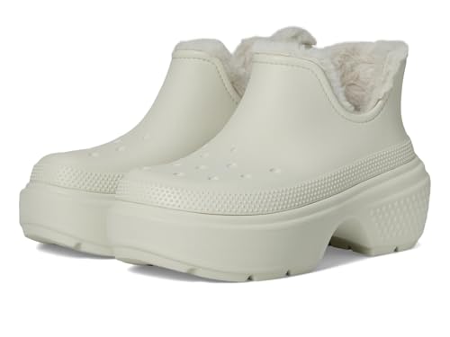 Crocs Stomp Lined Shorty Boot - Damen, Ivory, Größe 37/38 EU, Ankle Rain Boot von Crocs