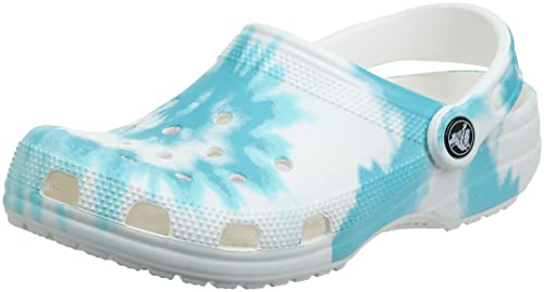 Crocs Unisex Adult Classic Tie Dye | Comfortable Slip on Water Shoes Clog, Digital Aqua, 4 Women 2 Men US von Crocs