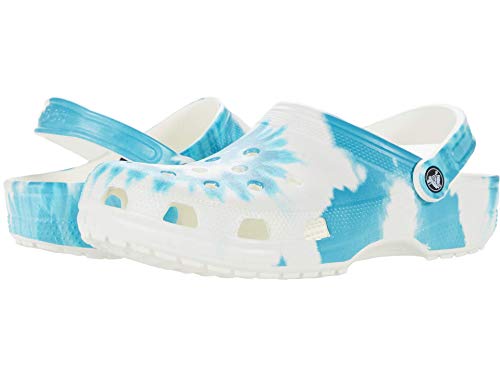 Crocs Unisex Adult Classic Tie Dye | Comfortable Slip on Water Shoes Clog, Digital Aqua, 4 Women 2 Men US von Crocs