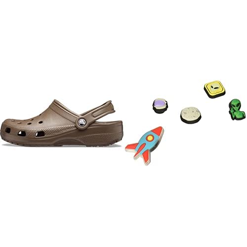 Crocs Unisex Classic Clog, Chocolate, 37/38 EU Jibbitz-Schuhanstecker 5er-Set | Individualisieren Jibbitz Outerspace One-Size von Crocs