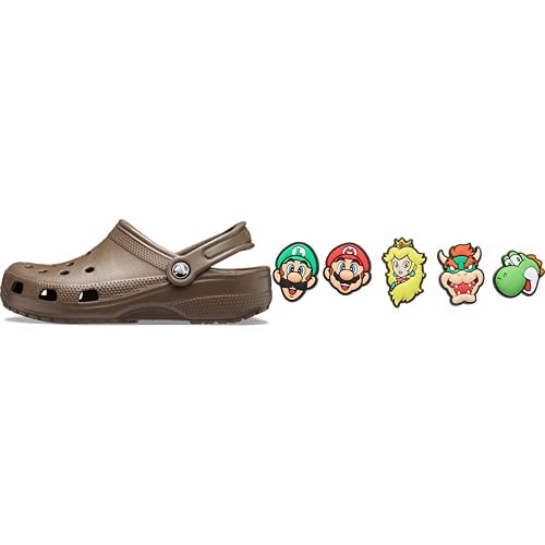 Crocs Unisex Classic Clog, Chocolate, 41/42 EU Jibbitz-Schuhanstecker 5er-Set | Individualisieren Jibbitz Super Mario One-Size von Crocs