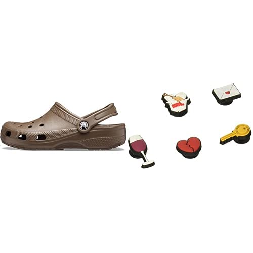 Crocs Unisex Classic Clog, Chocolate, 48/49 EU Jibbitz-Schuhanstecker 5er-Set | Individualisieren Jibbitz Night In One-Size von Crocs