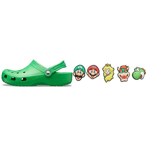 Crocs Unisex Classic Clog, Grass Green, 52/53 EU Jibbitz-Schuhanstecker 5er-Set | Individualisieren Jibbitz Super Mario One-Size von Crocs