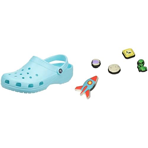 Crocs Unisex Classic Clog, Ice Blue, 43/44 EU Jibbitz-Schuhanstecker 5er-Set | Individualisieren Jibbitz Outerspace One-Size von Crocs