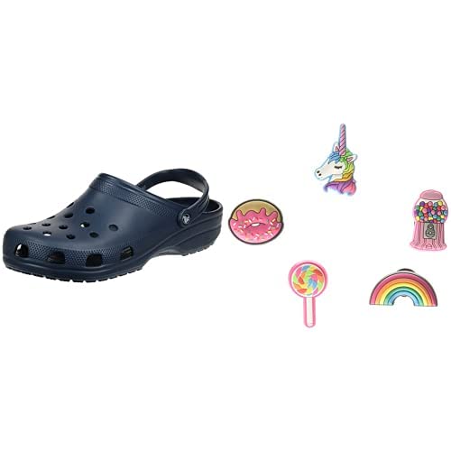 Crocs Unisex Classic Clog, Navy, 37/38 EU Unisex-Erwachsene Einhorn-Schuh-Charms, 5 Stück, Jibbitz Schuhanhänger, Alles schön, Einheitsgröße von Crocs