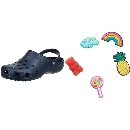 Crocs Unisex Classic Clog, Navy, 49/50 EU Jibbitz-Schuhanstecker 5er-Set | Individualisieren Jibbitz Happy Candy One-Size von Crocs