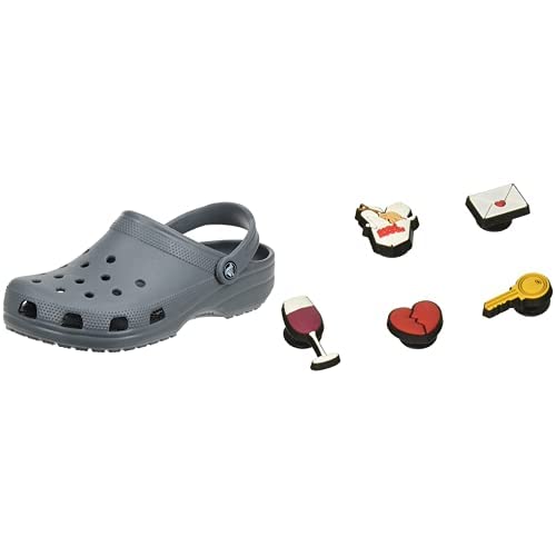 Crocs Unisex Classic Clog, Slate Grey, 38/39 EU Jibbitz-Schuhanstecker 5er-Set | Individualisieren Jibbitz Night In One-Size von Crocs