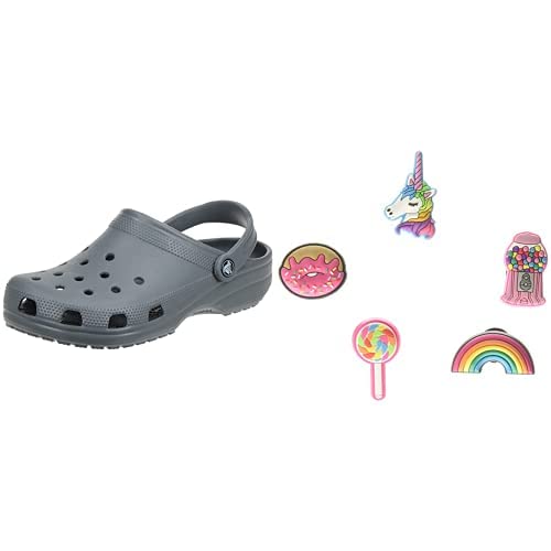 Crocs Unisex Classic Clog, Slate Grey, 39/40 EU Unisex-Erwachsene Einhorn-Schuh-Charms, 5 Stück, Jibbitz Schuhanhänger, Alles schön, Einheitsgröße von Crocs