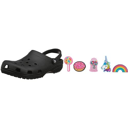 Crocs Unisex Classic Clog,Black,38/39 EU + Unisex-Erwachsene 5-Pack Shoe Charms Her | Jibbitz for Schuhanhnger, Alles schön, Small von Crocs