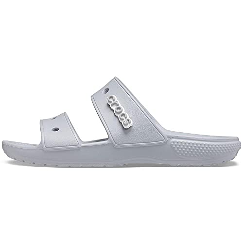 Crocs Classic Sandale – Unisex Sandalen für Erwachsene mit zwei Riemen – Slip-On-Sliders – Hellgrau – Größe 45-46 von Crocs