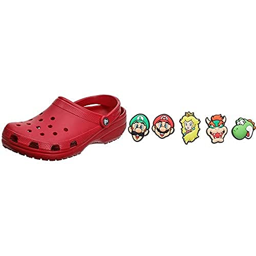 Crocs Unisex Classic Pantoffeln, Pepper, 36/37 EU + Jibbitz-Schuhanstecker 5er-Set | Individualisieren Sie Ihre + mit Jibbitz Super Mario One-Size von Crocs