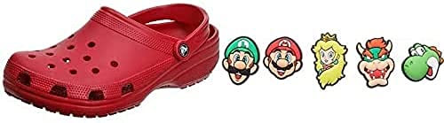 Crocs Unisex Classic Pantoffeln, Pepper, 38/39 EU + Jibbitz-Schuhanstecker 5er-Set | Individualisieren Sie Ihre + mit Jibbitz Super Mario One-Size von Crocs