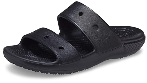 Crocs Classic Sandale – Unisex Sandalen für Erwachsene mit zwei Riemen – Slip-On-Sliders – Schwarz – Größe 41-42 von Crocs