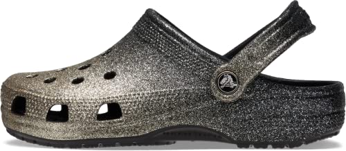 Crocs Unisex Classic Sparkly Clogs | Metallic and Glitter Shoes for Women, Black/Gold, 11 US von Crocs