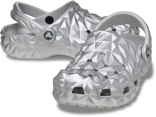 Crocs Unisex Classic Textured Clogs Geometrische Clogs Klassisch 0, silber metallic, 11 Women/9 Men von Crocs
