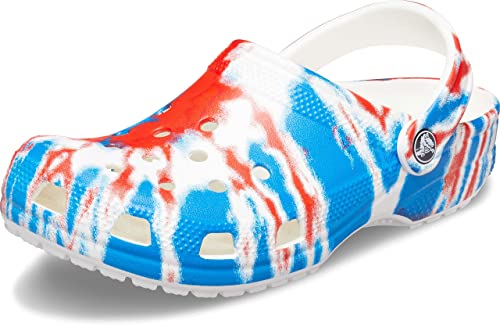 Crocs unisex-adult Classic Tie-dye Graphic Clog Clog, Red/White/Blue, 38/39 EU von Crocs