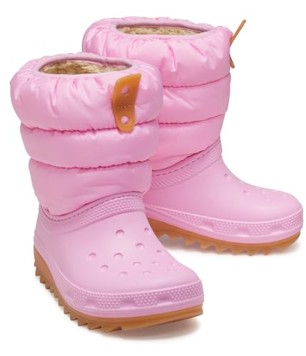 Crocs Unisex Kinder Classic Neo Puff Boot T Stiefel, Pink Tweed/Gum, 25/26 EU von Crocs
