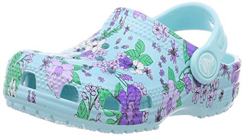 crocs Unisex-Kinder Classic Floral Clog Ps Freizeit Flip Flops Sportwear, Blau Eisblau, 19 EU von Crocs